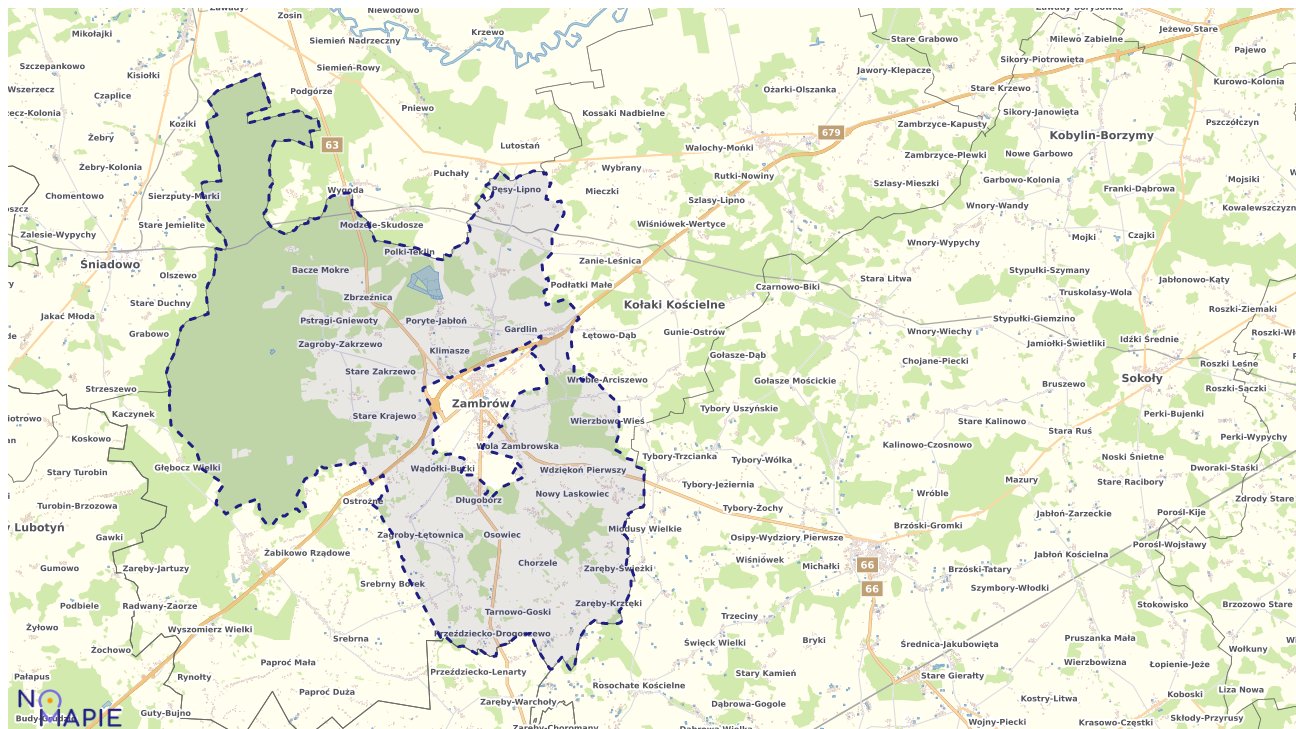 Mapa obszarów ochrony przyrody Zambrowa