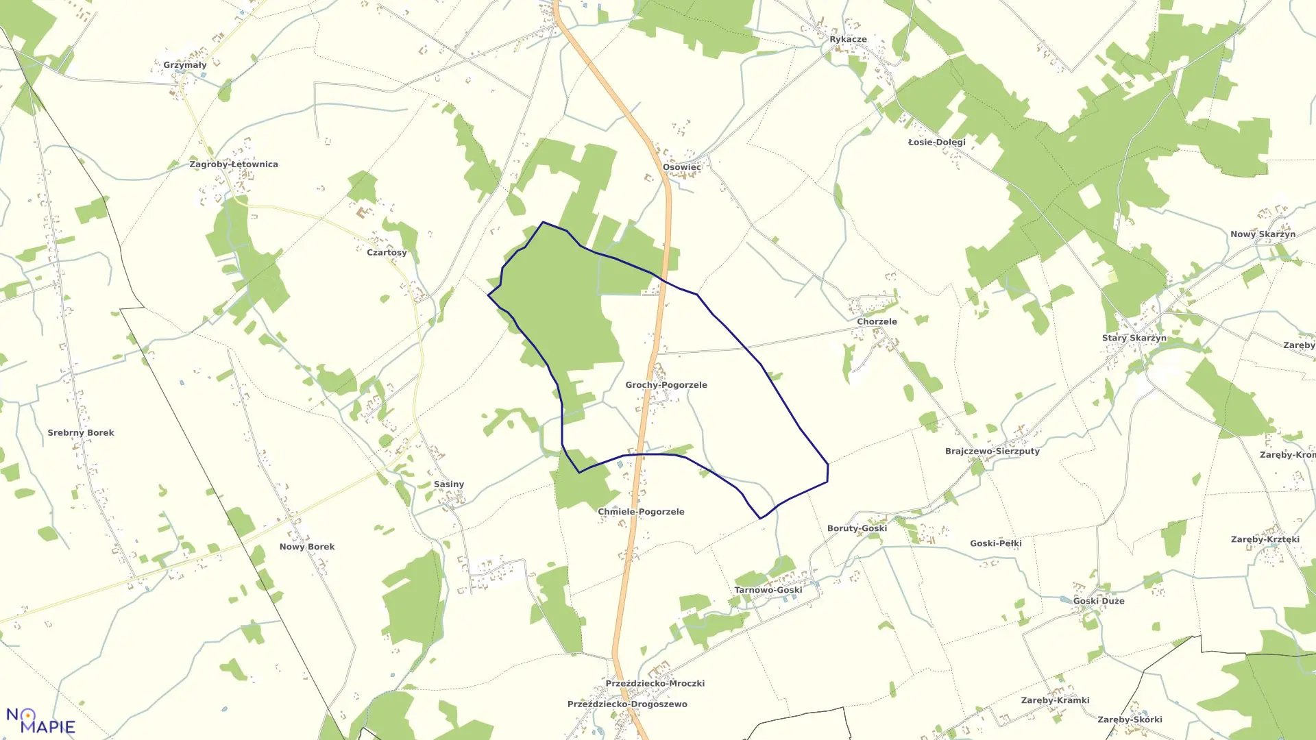 Mapa obrębu GROCHY POGORZELE w gminie Zambrów