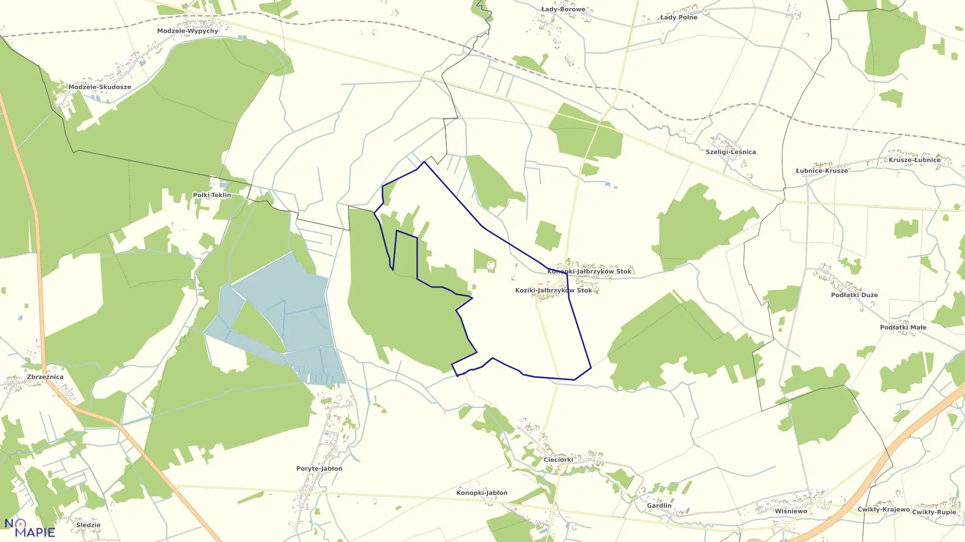 Mapa obrębu KOZIKI JAŁBRZYKÓW STOK w gminie Zambrów