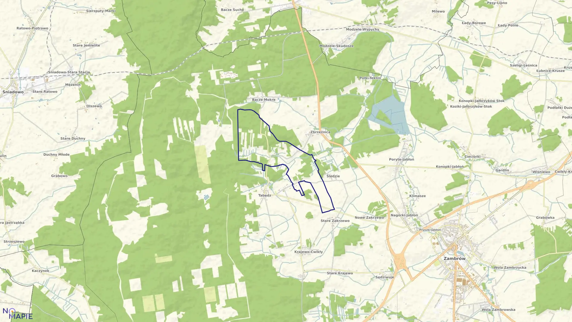 Mapa obrębu PSTRĄGI GNIEWOTY w gminie Zambrów