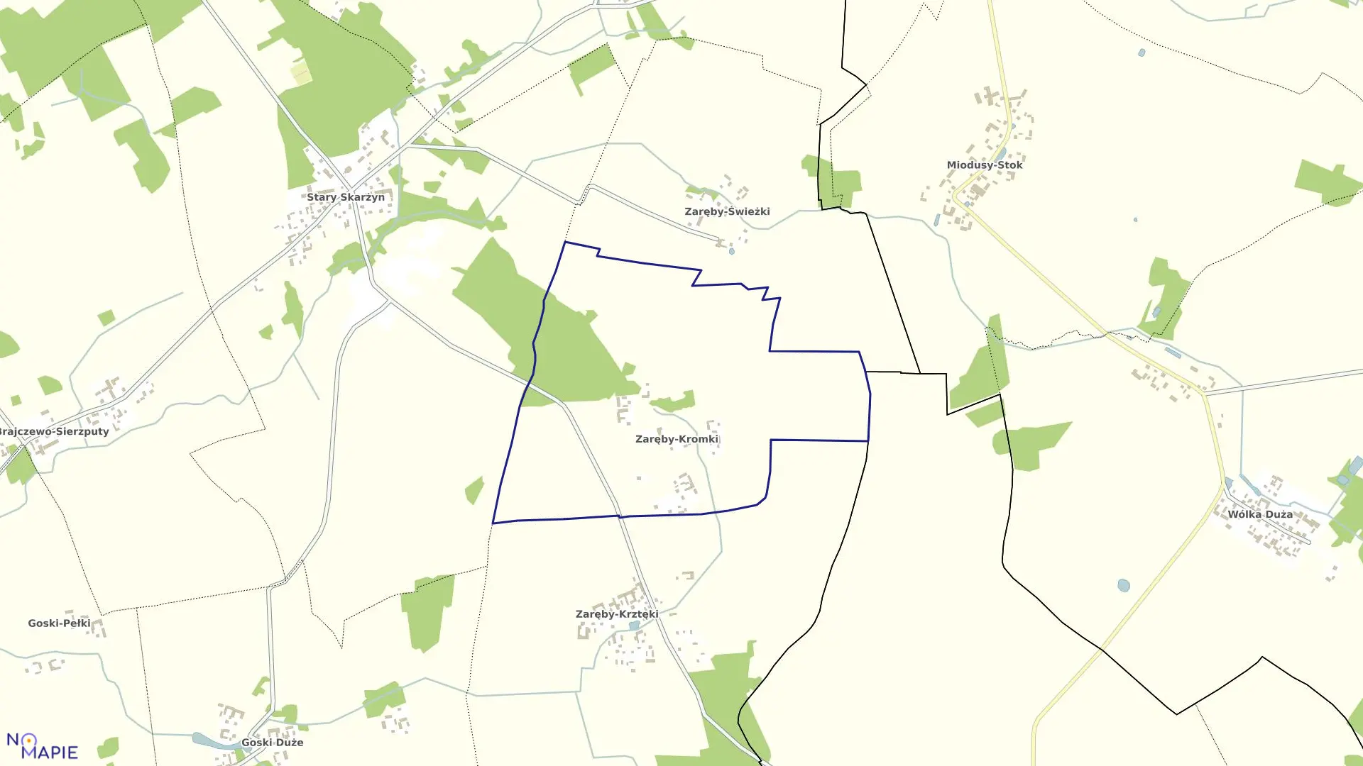 Mapa obrębu ZARĘBY KROMKI w gminie Zambrów